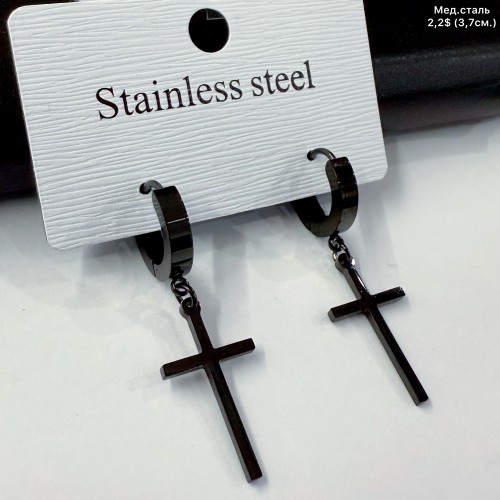 Сережки мед.сталь 10696 (3,7см.)